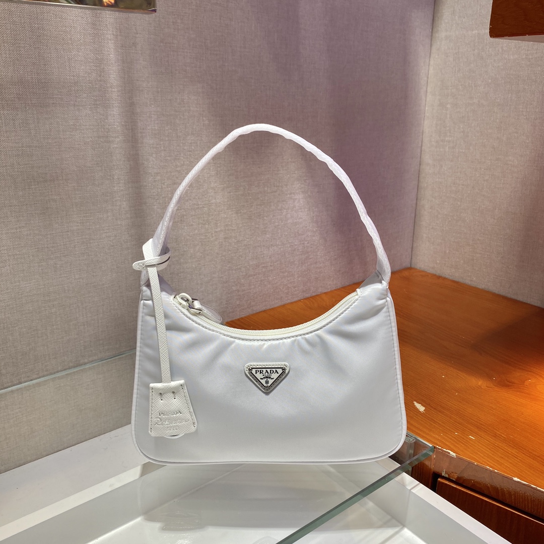 Prada Mini Re Nylon Re Edition 2000 Hobo Bag Handbag White 1NE515